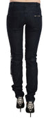 Just Cavalli Blue Low Waist Skinny Trousers Braided String Pants